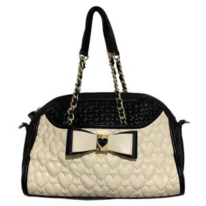 Betsey Johnson Quilted Hearts Shoulder Handbag